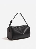 Cowhide Mini Pen Holder Bags Women's Black Shoulder Bag Crossbody Bag with Zip Closure Bag charms
