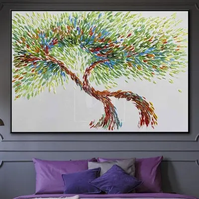 Large Tree Abstract Painting Abstract Oil Tree Artwork Modern Tree Paintings On Canvas Contemporary Tree Oil Painting | ATTRA...