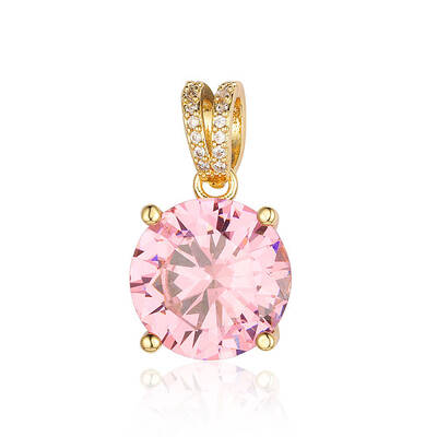 Brass Micro Pave Pink Cubic Zirconia Pendants