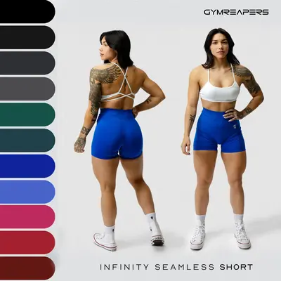 Gymreapers Infinity Seamless Gym Scrunch Shorts for Women 1 Pair Moisture Wicking Breathable Fabric Diamond Gusset Crotch Scr...