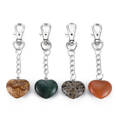 Natural Mixed Gemstone Keychain