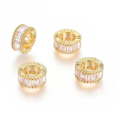 Brass Micro Pave Cubic Zirconia European Beads