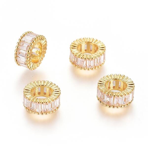Brass Micro Pave Cubic Zirconia European Beads