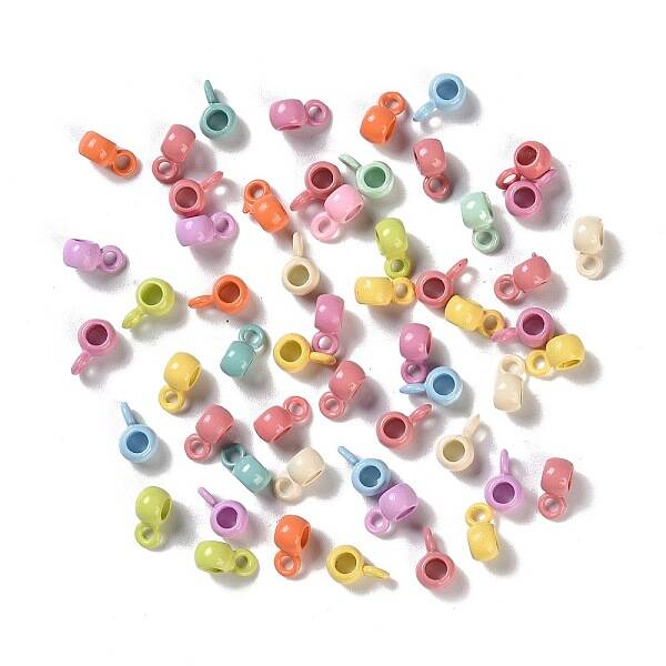 Spray Paint Alloy Pendant Tube Bails