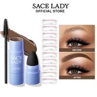 SACE LADY Eyebrow Stamp Kit, Brow Stencil Easy to use & Natural Looking, Pigmented Long Lasting Eye Brow Cream with Brush and...