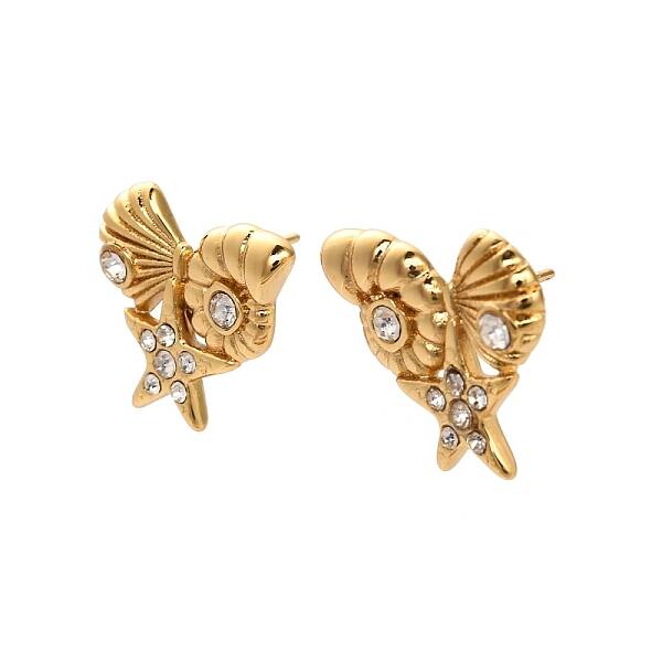 304 Stainless Steel Rhinestone Stud Earrings