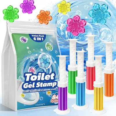 84 Flowers Toilet Cleaner Gel - (6 in 1)Air Freshener, Effective Deodorizer, Long Lasting Fragrance for Bathroom, Toilet Bowl