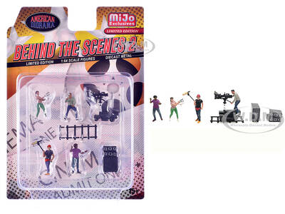 Behind The Scenes #2 7 piece (4 People, 3 Accessories) Diecast Figures Set 1/64 Scale Models by American Diorama