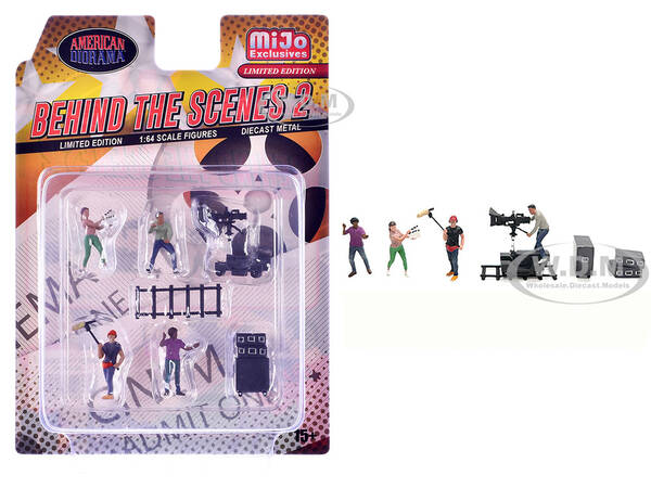 Behind The Scenes #2 7 piece (4 People, 3 Accessories) Diecast Figures Set 1/64 Scale Models by American Diorama
