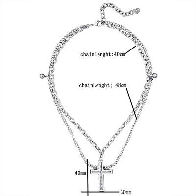 Non-Tarnish Stainless Steel Double Layer Cross Pendant Necklaces