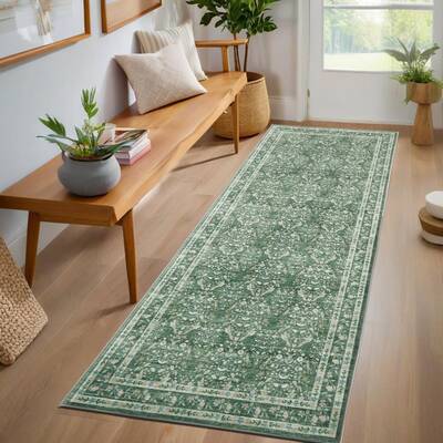 Garvee Washable Area Rug Soft Low Pile Vintage Indoor Carpet for Living Room Bedroom Dining Room, Non Slip, Distressed Design