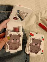 Father's Day Gifts, Cute Cartoon Bear & Cherry Pattern Makeup Bag with Mirror, Back To School, Portable Travel Makeup Bag, ...