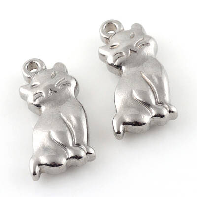 Tarnish Resistant 201 Stainless Steel Kitten Pendants