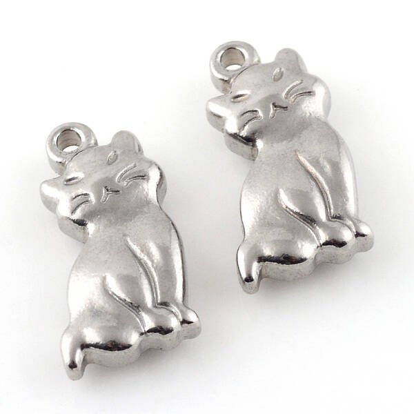 Tarnish Resistant 201 Stainless Steel Kitten Pendants