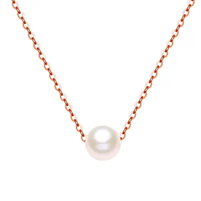 14K Rose Gold Circular Shaped Pearl Pendant Necklace