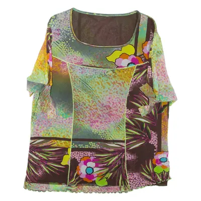 Womens Printed Top Green Crazy Pattern L
