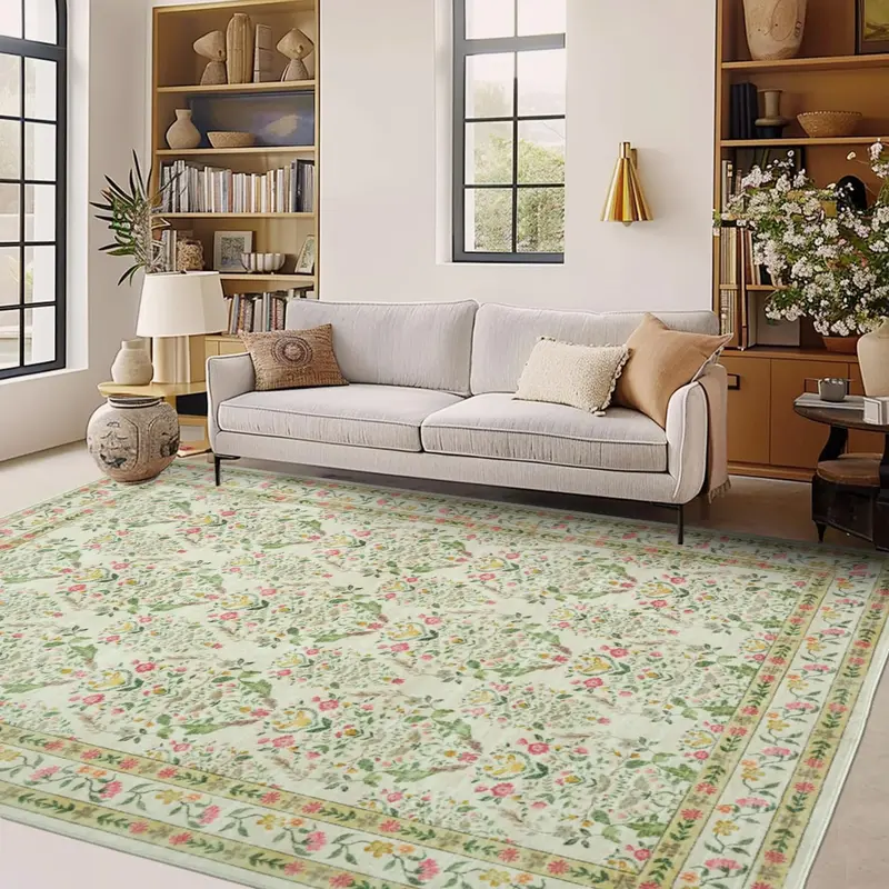 Garvee Washable Area Rug Soft Low Pile Vintage Indoor Carpet for Living Room Bedroom Dining Room Non Slip Distressed