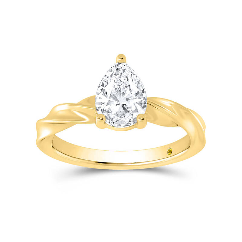 Ripple Pear Shape Lab Created Solitaire Diamond Ring | 14K Yellow Gold 1 CT. TW.