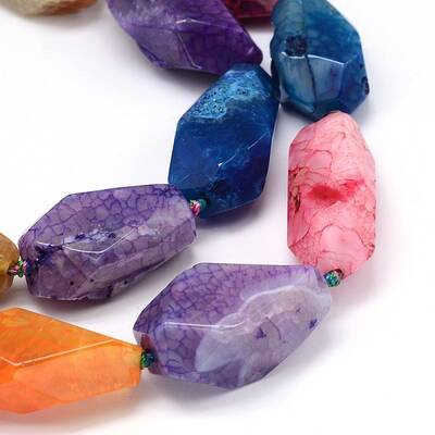 Dyed Natural Agate Polyhedron Bead Strands