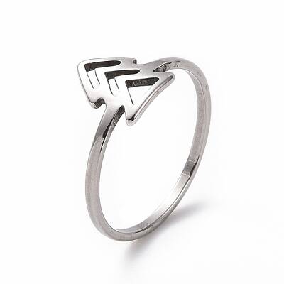 Non-Tarnish 201 Stainless Steel Arrow Mark Finger Ring for Women