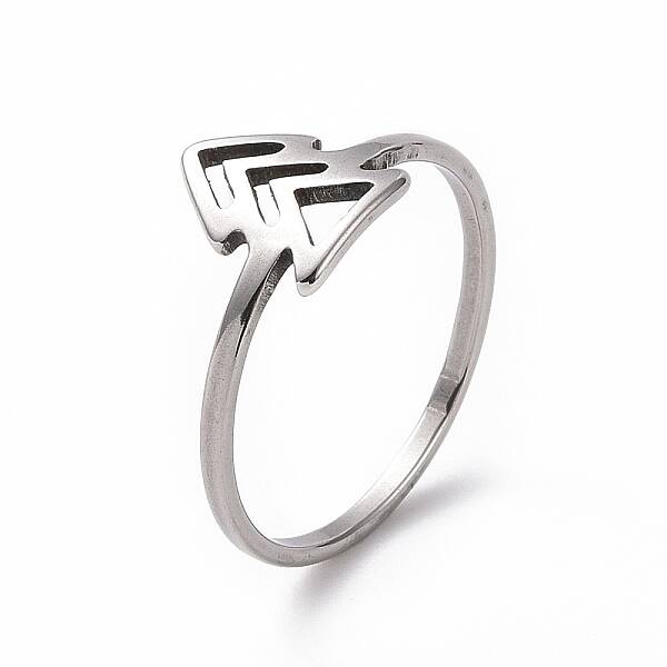 Non-Tarnish 201 Stainless Steel Arrow Mark Finger Ring for Women