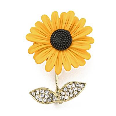 Spray Printed Alloy Rhinestone Brooches