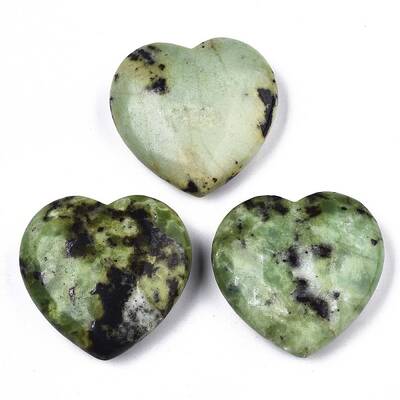 Natural Yellow Turquoise(Jasper) Heart Love Stone