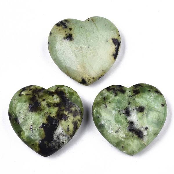 Natural Yellow Turquoise(Jasper) Heart Love Stone