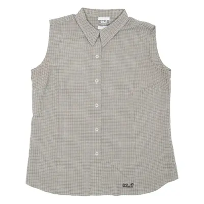 JACK WOLFSKIN Womens Shirt Green Check Sleeveless UK 14
