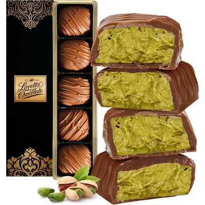Dubai Chocolate Bar Pistachio Knafeh Mini Bites - Luxury Rich Milk Chocolate, Elegent Wrapped Fresh, Premium Pistachio Cream ...