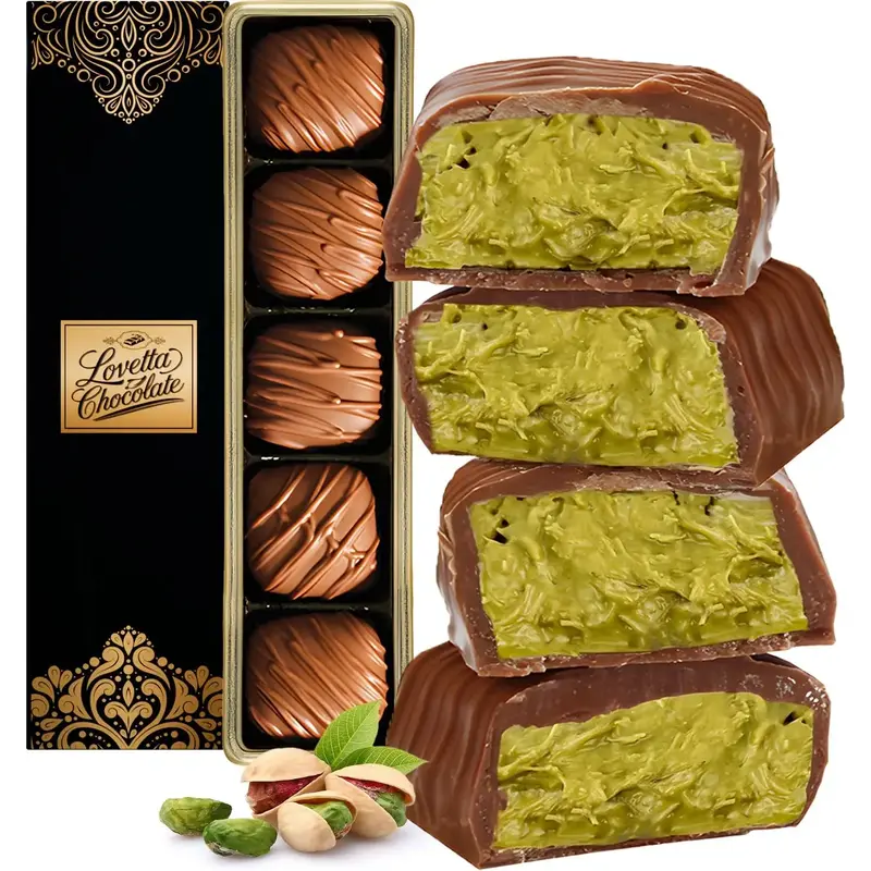 Dubai Chocolate Bar Pistachio Knafeh Mini Bites - Luxury Rich Milk Chocolate, Elegent Wrapped Fresh, Premium Pistachio Cream ...