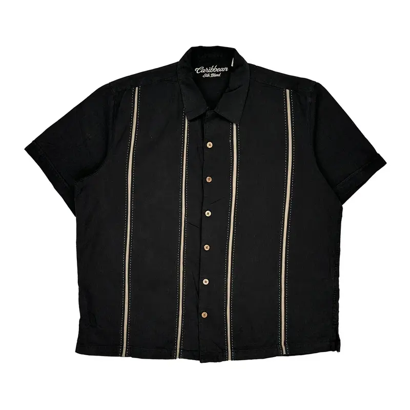 Caribbean Hawaiian Shirt - XL Black Silk Blend
