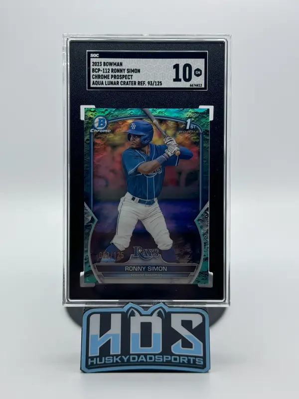 Ronny Simon sgc 2023 Bowman Baseball BCP 112 Chrome Prospect Aqua Lunar Crater Refractor /125 10