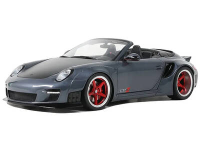 Porsche 911 LB-Works Alpha 9 Gray with Black Hood 1/18 Model Car by GT Spirit