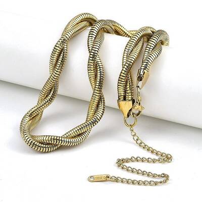 304 Stainless Steel Double Layer Round Snake Chain Necklaces