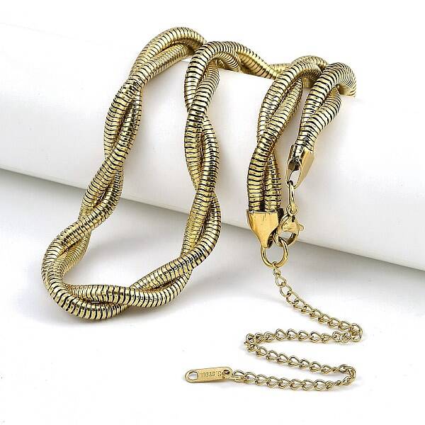 304 Stainless Steel Double Layer Round Snake Chain Necklaces