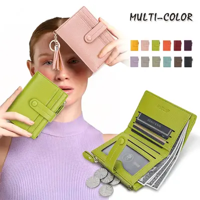 HKCLUF 4050 Small Wallet Women Minimalist Slim Bifold Wallets Zipper Leather Wallet For Women Credit Card Large Capacity Hold...