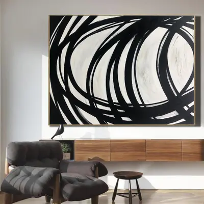 Large Original Oil Abstract Painting Black And White Acrylic Painting On Canvas Modern Handmade Canvas Wall Painting | COURSE...