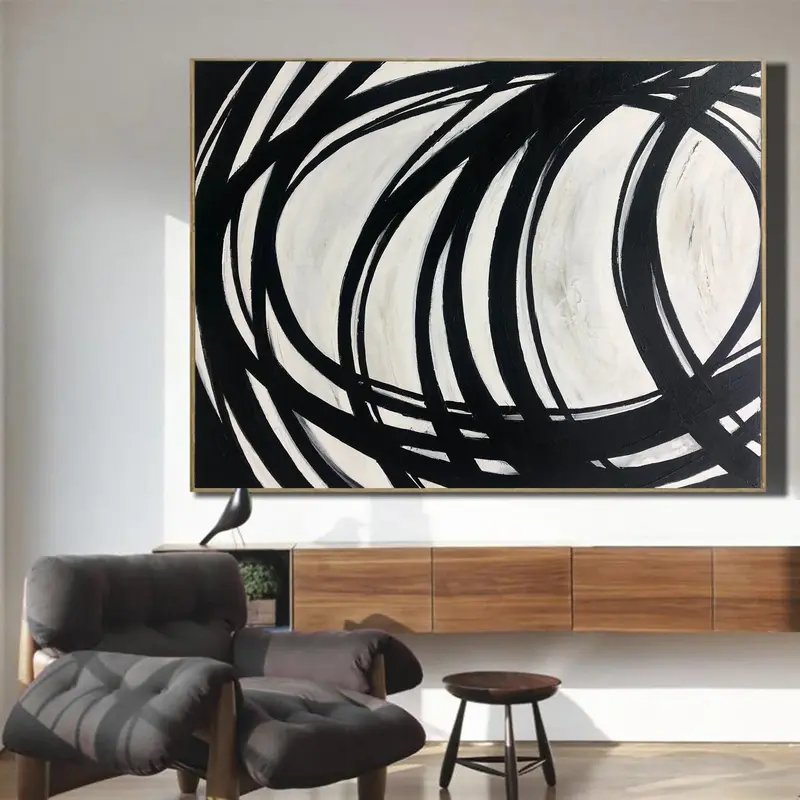Large Original Oil Abstract Painting Black And White Acrylic Painting On Canvas Modern Handmade Canvas Wall Painting | COURSE...