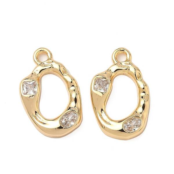 Brass Micro Pave Clear Cubic Zirconia Pendants