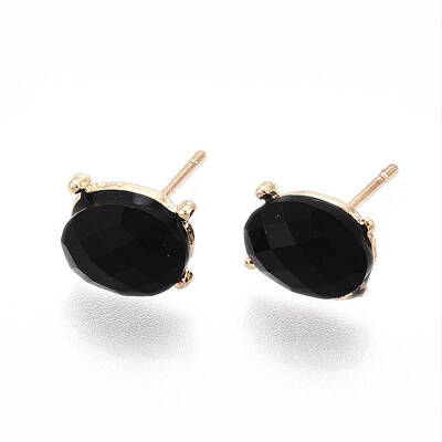 Natural Obsidian Stud Earrings