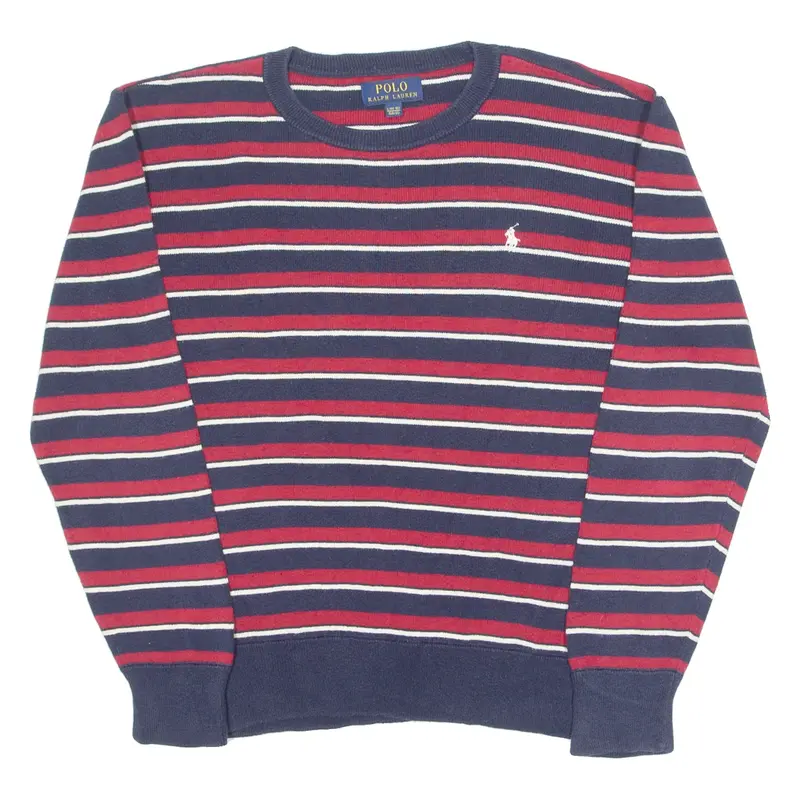 POLO RALPH LAUREN Boys Patterned Jumper Blue Striped Tight Knit L