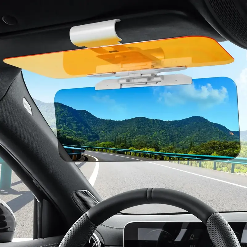 Car Visor,2 in 1 Automobile Sun Anti-UV Block Visor,  Day and Night Anti-Glare Visor, Non Glare Anti-Dazzle Sunshade Mirror G...