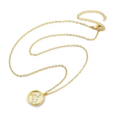304 Stainless Steel Cubic Zirconia Constellation Flat Round Pendants