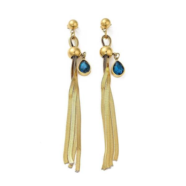 Rhinestone Long Dangle Stud Earrings