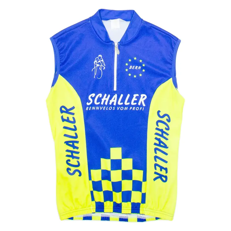 Cycling Mens Jersey Blue Sleeveless 1/2 Zip M