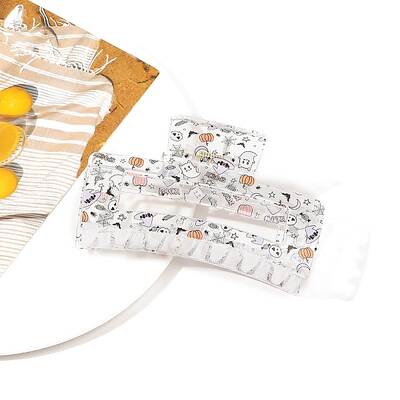 Halloween Rectangle Printed Plastic Claw Hair Clips