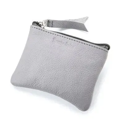 The Dinero Upcycled Leather Coin Purse | Color: Cloudy Grey