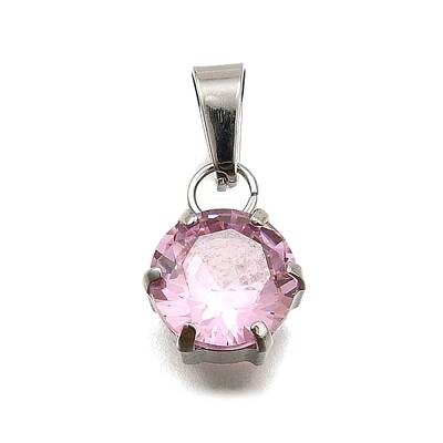 304 Stainless Steel Pave Cubic Zirconia Pendants