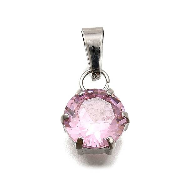 304 Stainless Steel Pave Cubic Zirconia Pendants